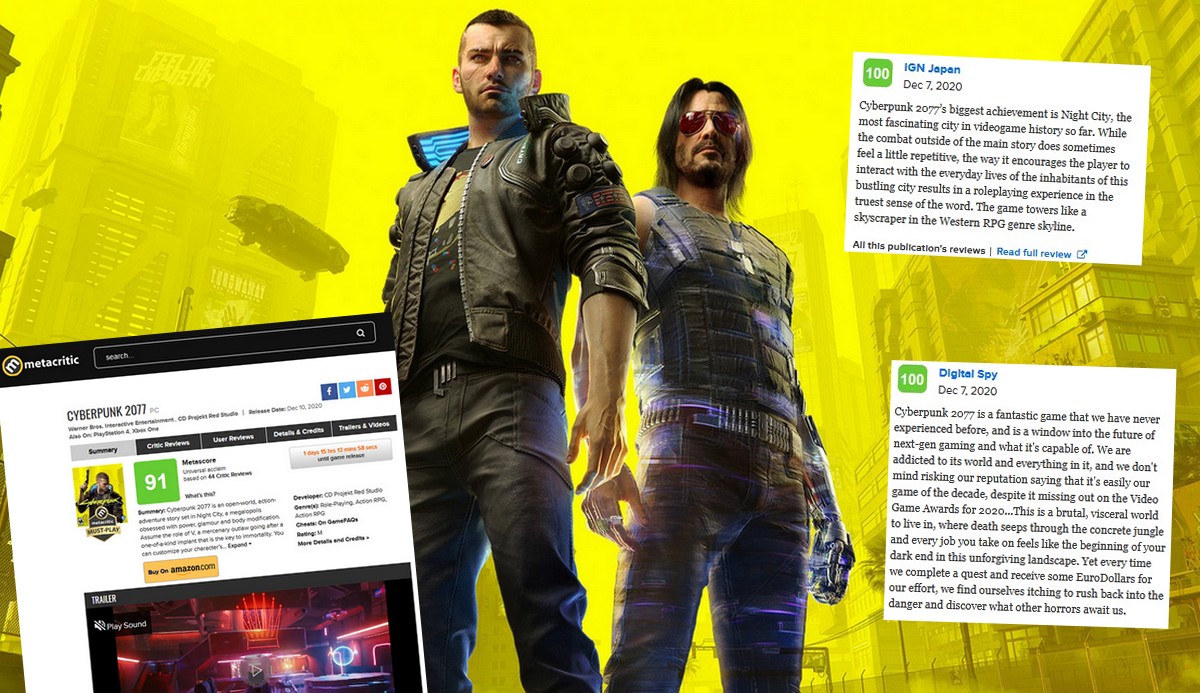 Kilkadziesiąt recenzji Cyberpunk 2077 w ogromnej większości pozytywne, ocena powyżej 90 na Metacritic