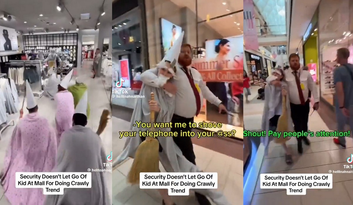 Ochrona galerii Mokotów wyrzuciła chłopa w przebraniu gnoma denerwującego pracowników