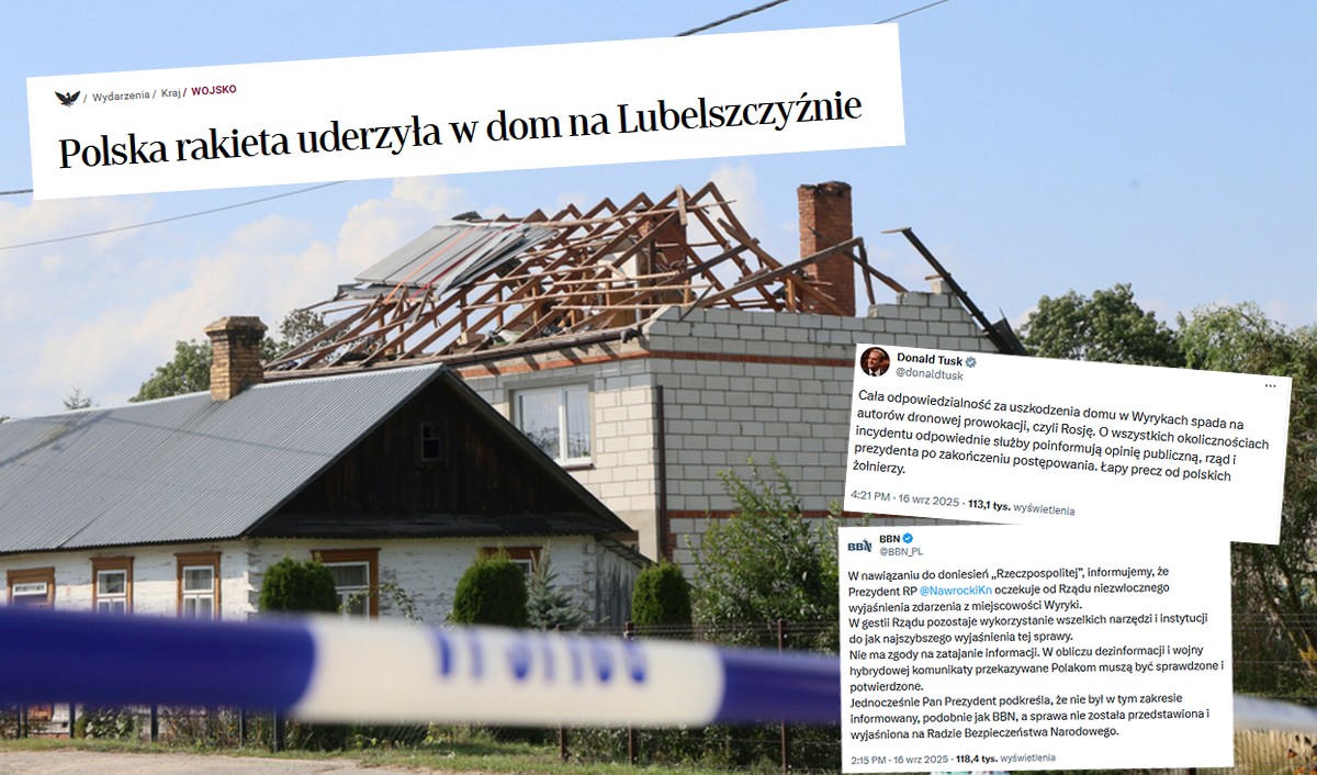 Premier komentuje doniesienia medialne: cokolwiek spadło na dom w Wyrykach jest winą Rosji