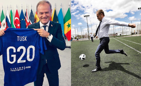 Tusk gra w piłkę między obradami szczytu G20 w Argentynie