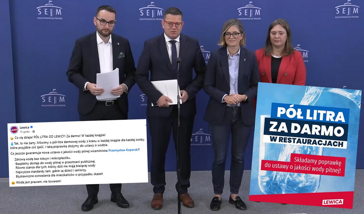 Lewica prezentuje projekt "pół litra za darmo" w restauracjach