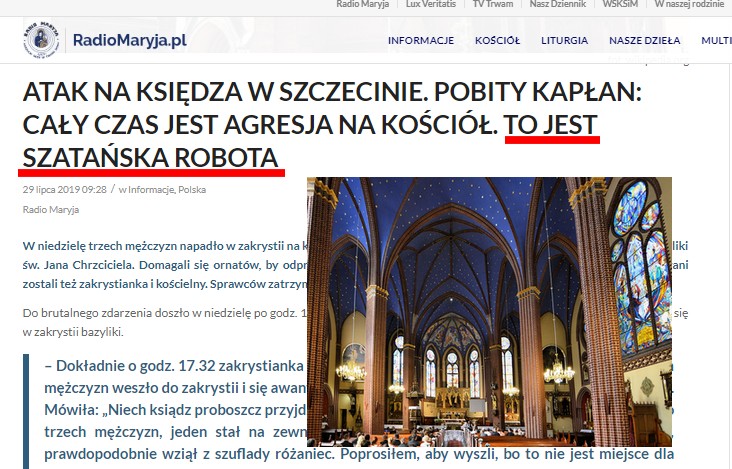 Szczecin: trzech mężczyzn wtargnęło do kościoła, proboszcz został pobity