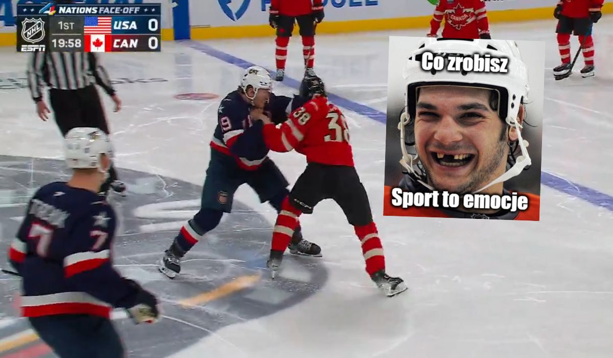 Konflikt między USA a Kanadą znalazł ujście na lodzie, hokeiści pobili się kilka sekund po starcie meczu