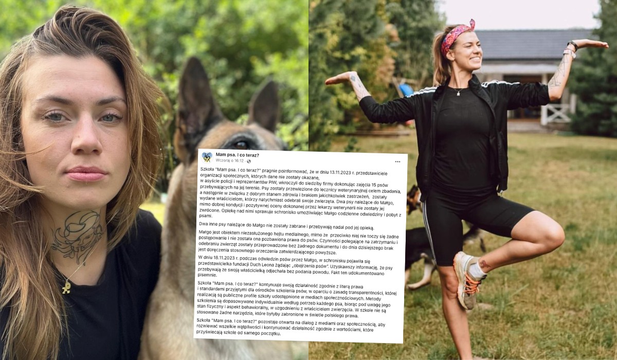 Poznań: policja zabrała 15 psów influencerce, która prowadzi szkołę dla zwierząt