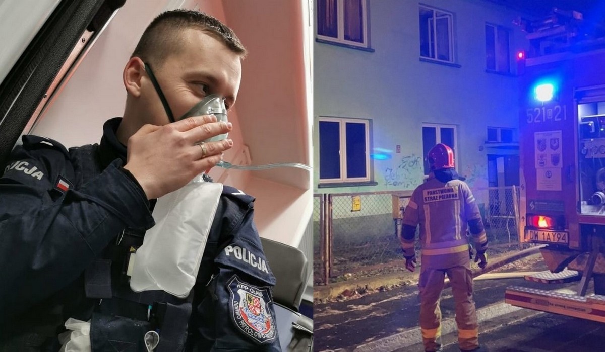 Oława: policjanci nie czekali na straż, pojechali do pożaru i bohatersko ewakuowali mieszkańców