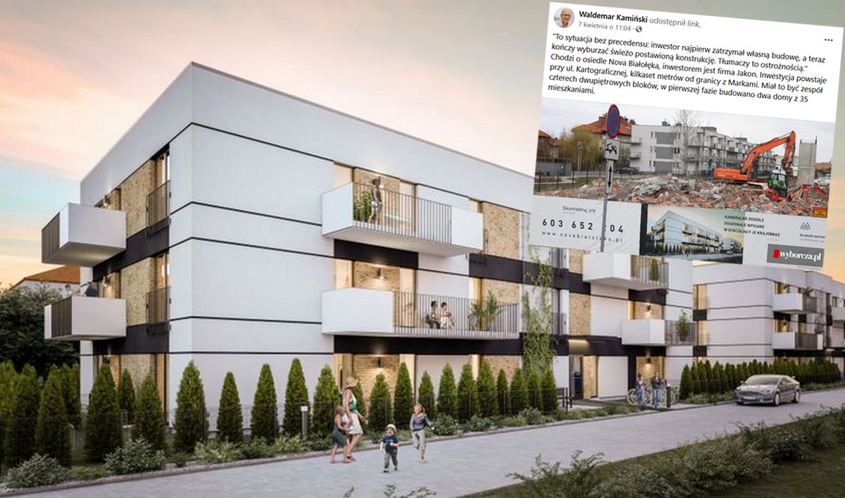 Warszawa: deweloper popatrzył na własne osiedle, zastanowił się i że chyba przegina i wyburzył konstrukcję