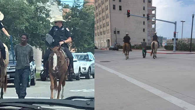 Teksas: policja przeprasza za prowadzenie czarnoskórego na linie, środkiem miasta, konno