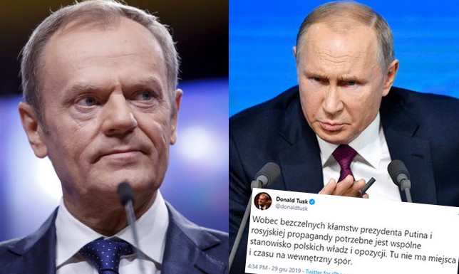 Tusk wzywa do współpracy rządu i opozycji wobec bzdur Putina o współpracy Polaków z Hitlerem