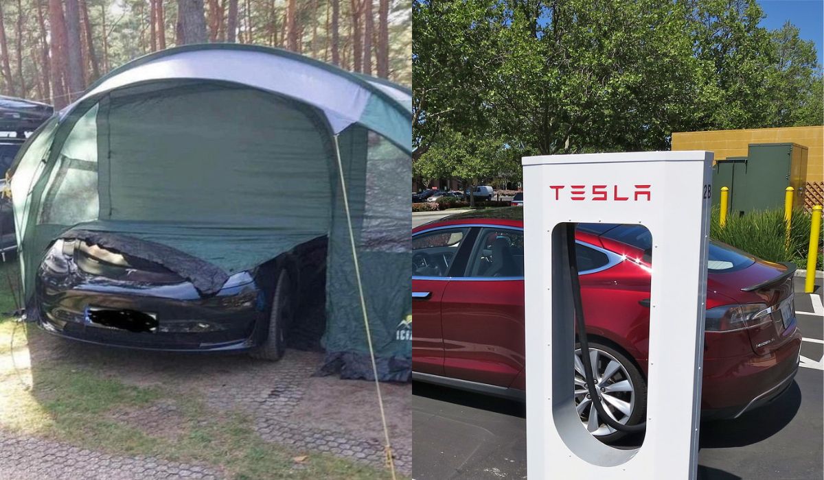 Łeba: ktoś chciał przyjanuszować na campingu i ładował Teslę schowaną w namiocie 