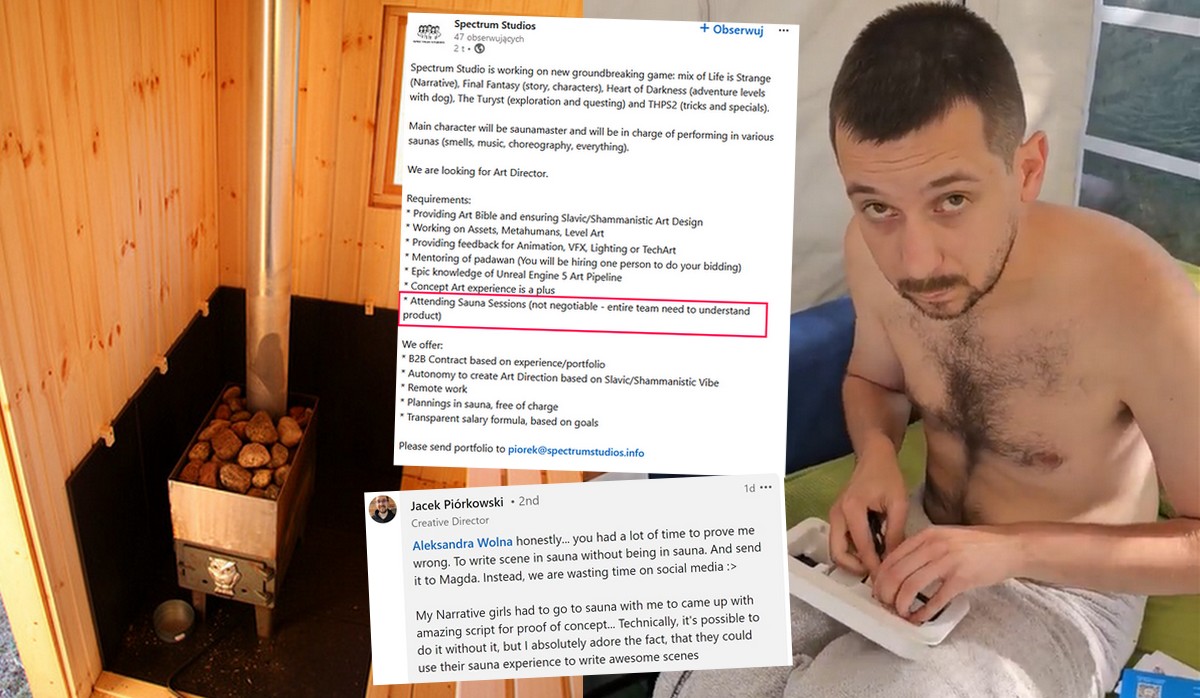 Szef studia gier wymagał wspólnej sesji w saunie dla lepszej rekrutacji i autentycznych doświadczeń