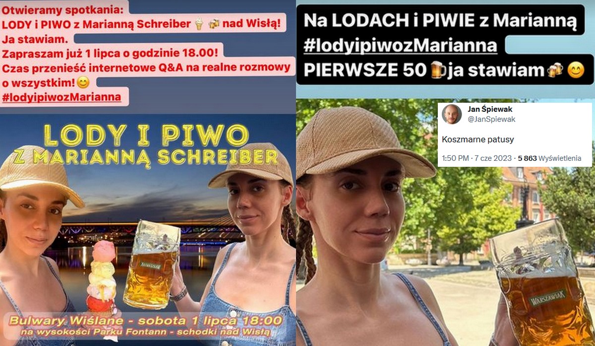 Marianna Schreiber postanowiła zainspirować się Mentzenem i zaprasza sympatyków na piwko