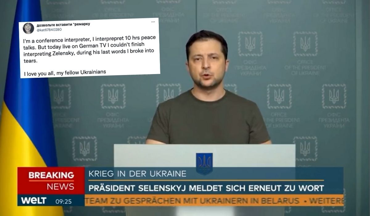 Tłumaczka popłakała się, tłumacząc dla niemieckiej telewizji przemówienie Zełenskiego