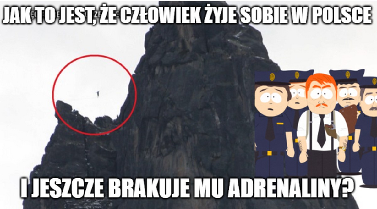 Zakopane: ktoś sobie przeszedł na linie pomiędzy wierzchołkami szczytów, policja zastanawia się kto