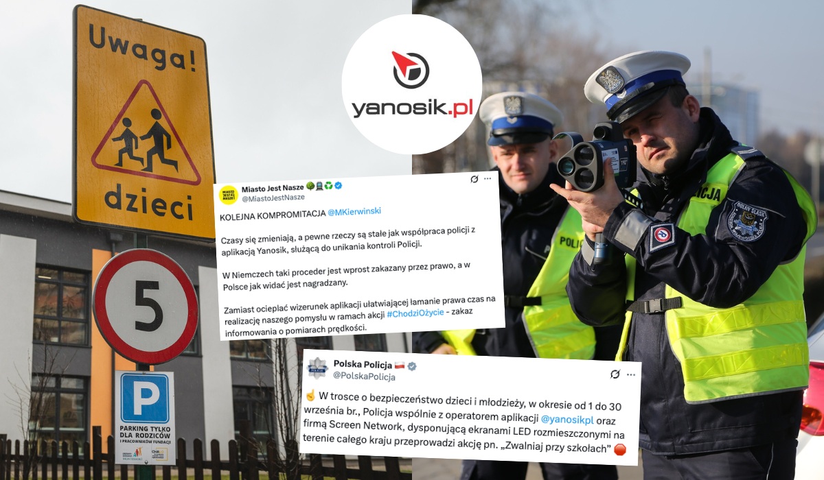 Policja chwali się współpracą z Yanosikiem: aplikacja zaczęła prosić kierowców o zwalnianie przy szkołach