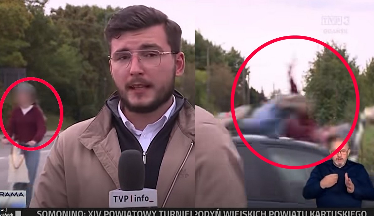 Kościerzyna: 14-latka na hulajnodze została potrącona przez samochód podczas relacji na żywo w TVP3