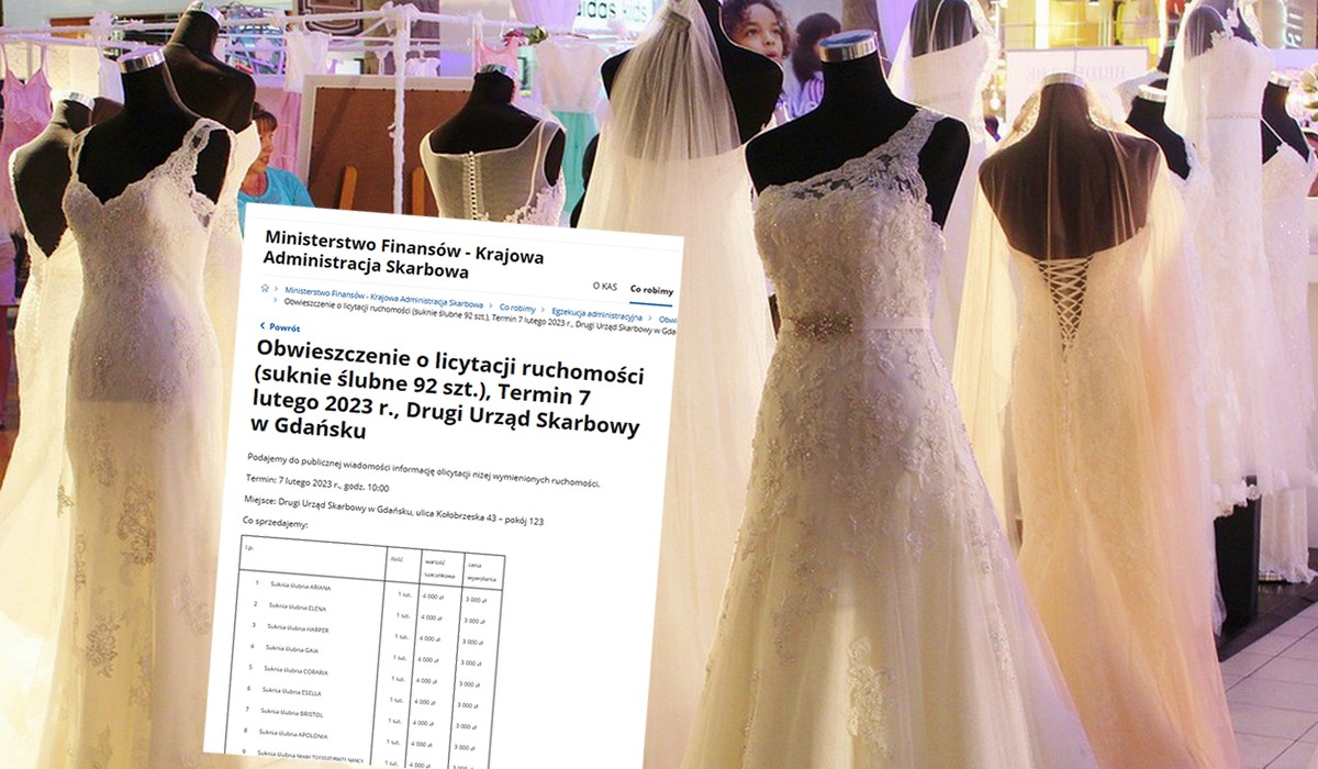 Urząd Skarbowy w Gdańsku musiał wystawić na licytację 92 suknie ślubne