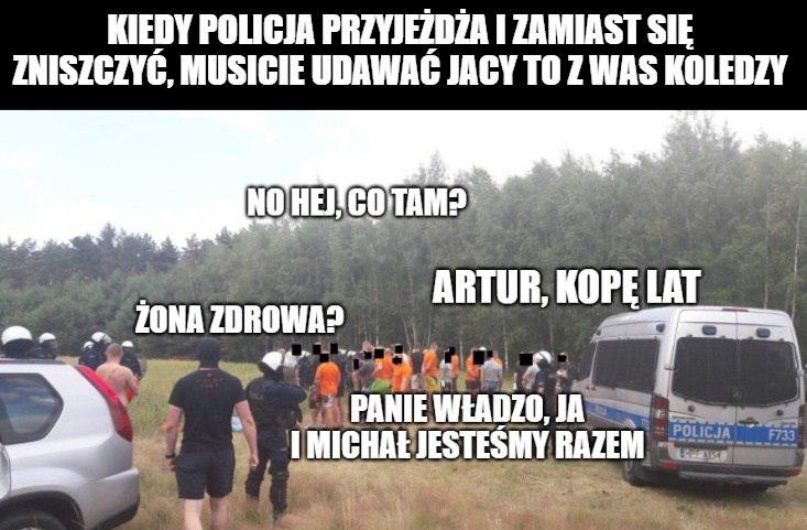 Łódzka policja zatrzymała w lesie ok. 60 pseudokibiców przed ustawką, chłopcy tłumaczą, że to tylko trening