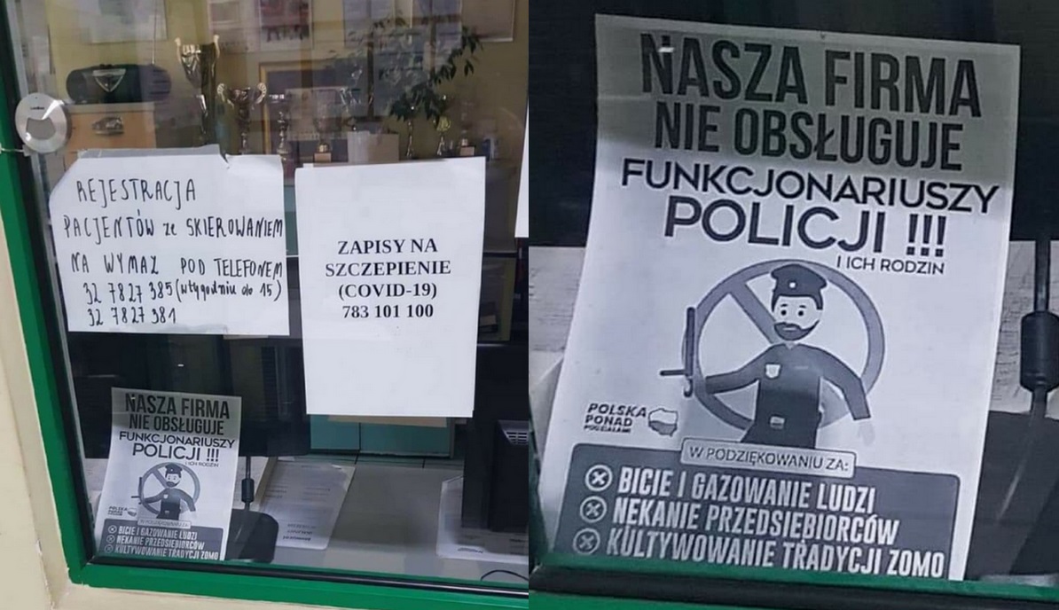 Policjanci oburzeni kartką "policjantów nie obsługujemy za bicie i gazowanie" w szpitalu