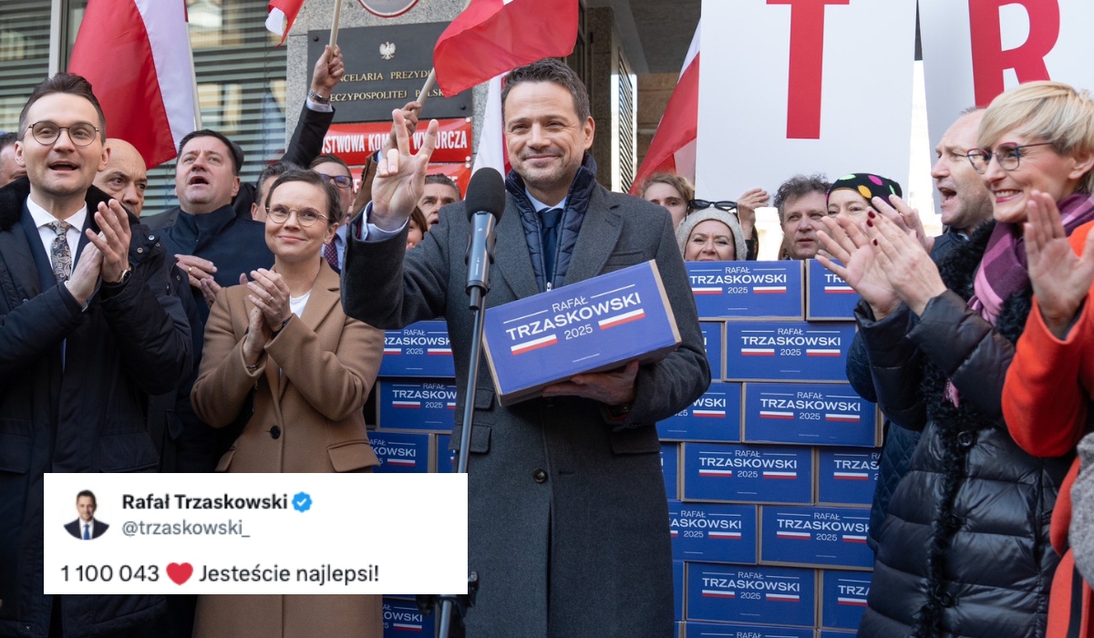 Trzaskowski poszedł pokazać komisji wyborczej, że ma na podpisów na bogato, bo cały milion