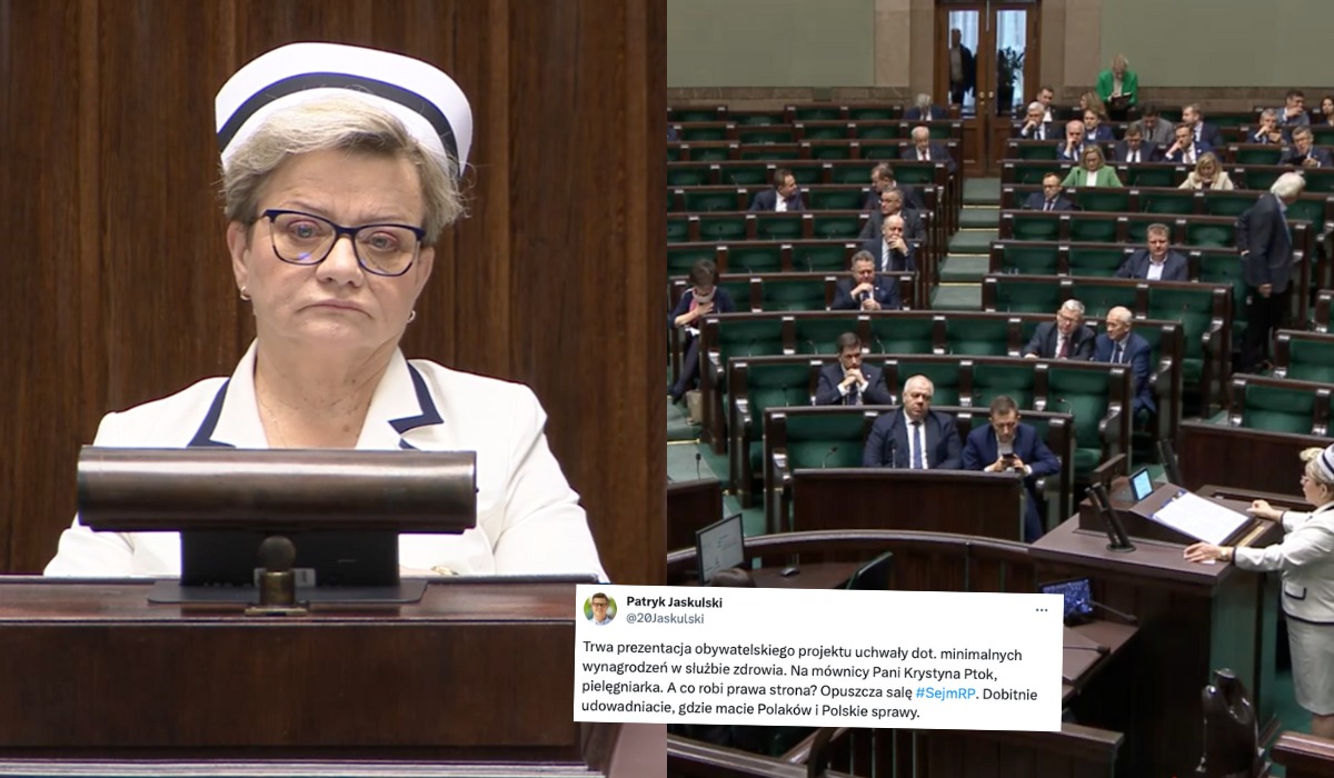 Do Sejmu przyszła przedstawicielka pielęgniarek, posłowie PiS ewakuowali się z sali