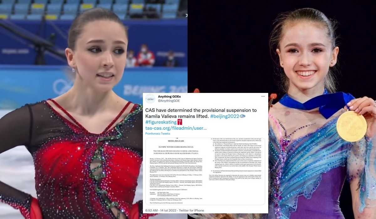 Rosyjska łyżwiarka, Kamiła Walijewa, u której wykryto doping, została dopuszczona do startu w rywalizacji solistek