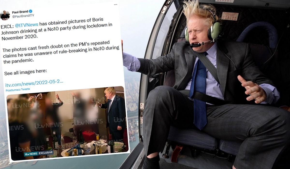 UK: pokazano fotę, jak premier dyrygował kielonem na imprezie w czasie lockdownu, ale on dalej ignoruje aferę
