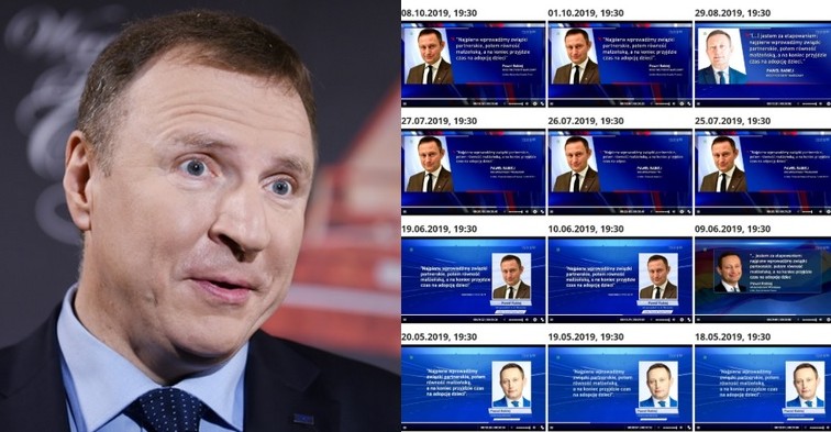 Wiadomości użyły jednej wypowiedzi Rabieja sprzed roku aż dwadzieścia cztery razy