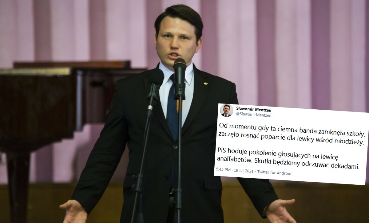 Mentzen wiąże wzrost poparcia dla lewicy z zamknięciem szkół
