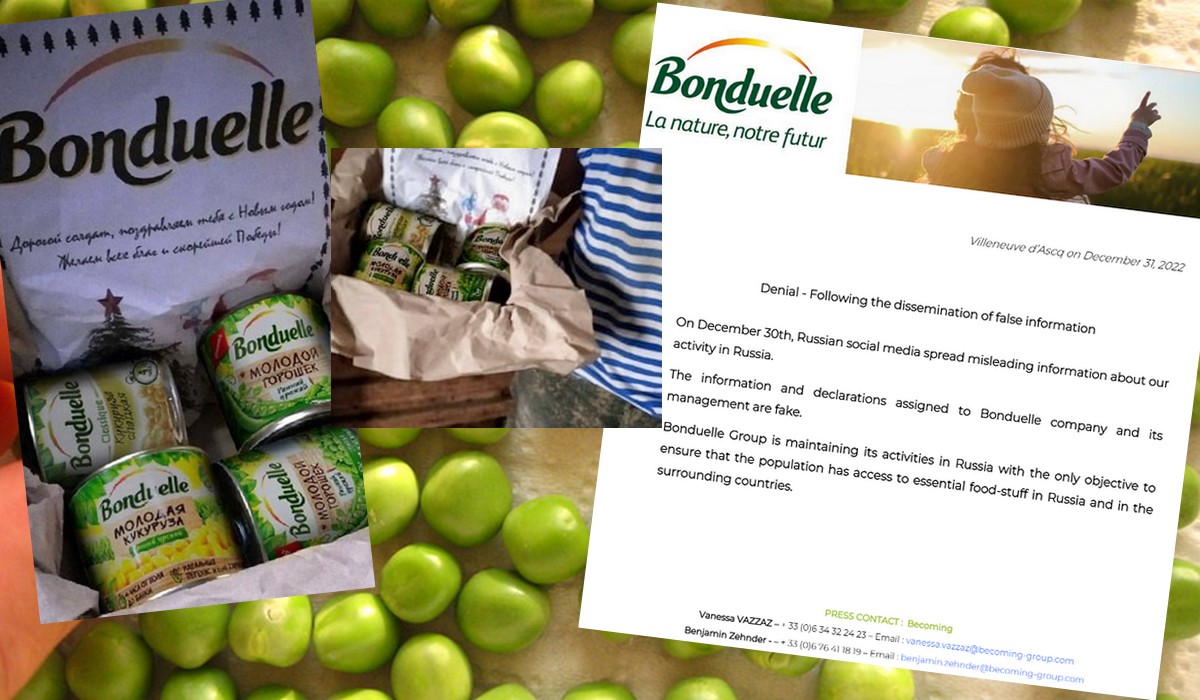 Bonduelle dementuje plotki o tym, że rozsyłała kukurydzę rosyjskim żołnierzom z okazji Nowego Roku