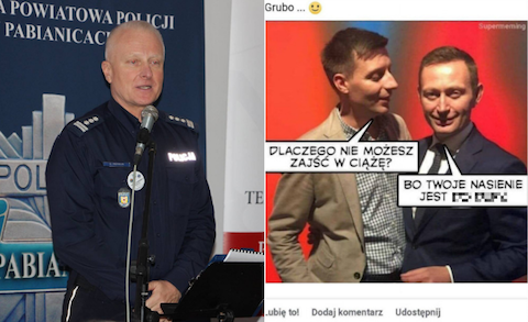 Pabianice: policjant dostał reprymendę od komendanta za naśmiewanie się z gejów