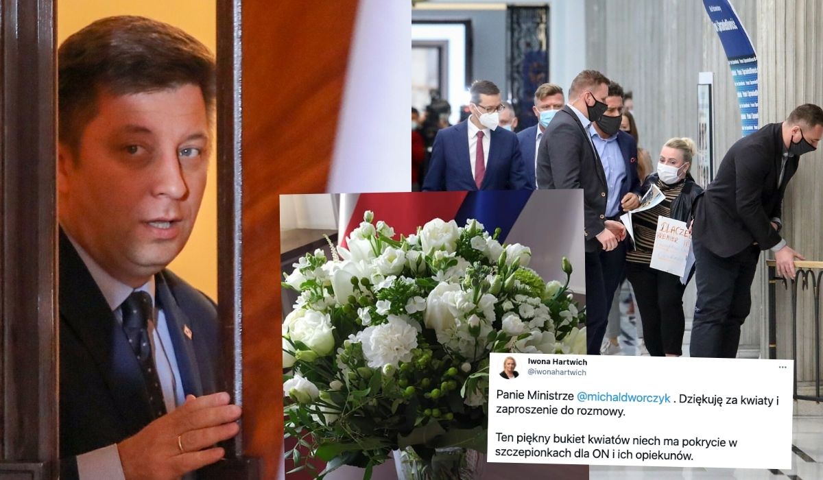 Po rozpaczliwej szarży posłanki Hartwich w imieniu niepełnosprawnych minister Dworczyk posłał kwiatki i zaproponował spotkanie