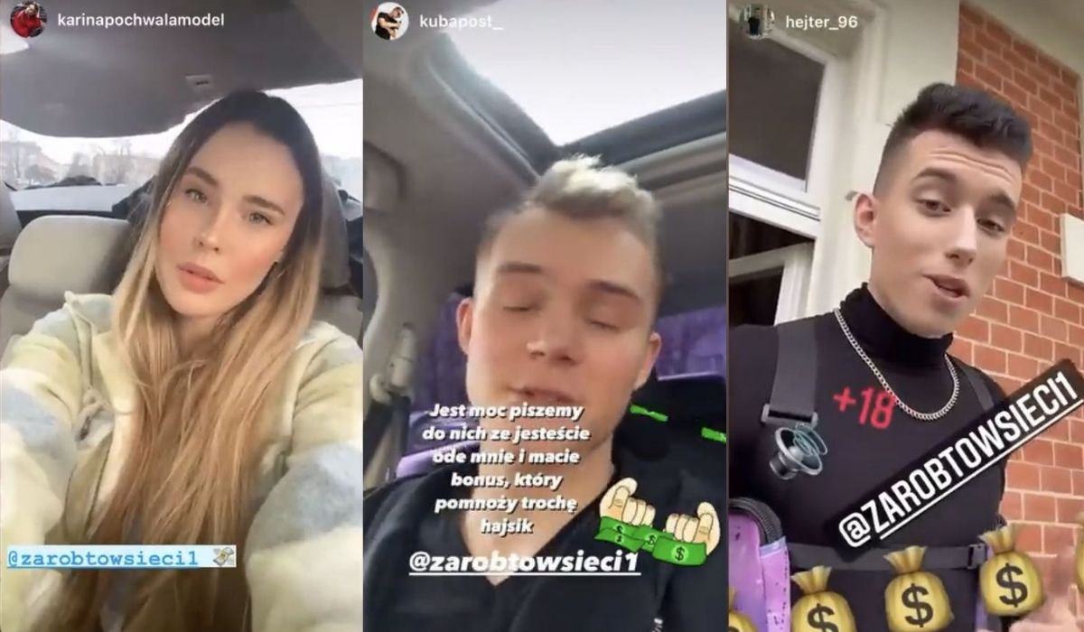 Kolejni influencerzy poszli w reklamowanie scamu, obiecują łatwy zarobek i reklamują oszustwa
