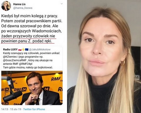 Hanna Lis o Ziemcu: po wczorajszych Wiadomościach nikt nie powinien podawać mu ręki