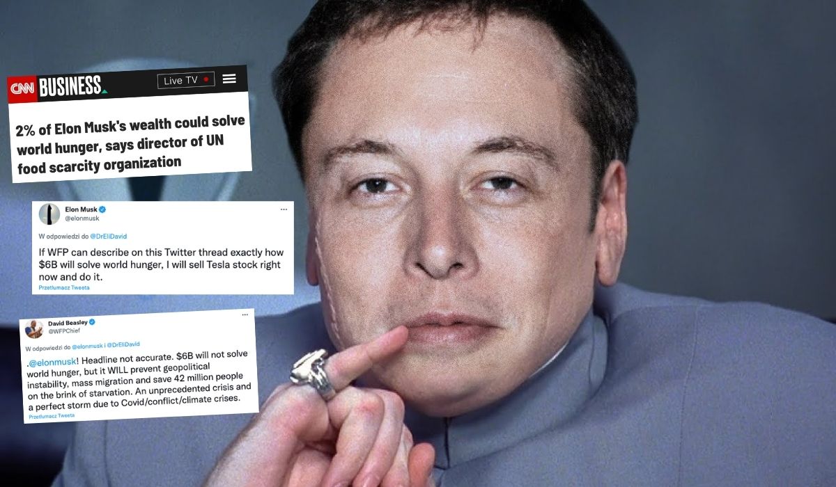 Elon Musk zapowiada, że chętnie podzieli się miliardami, ale chce konkretnego planu jak to rozwiąże np. problem głodu na świecie