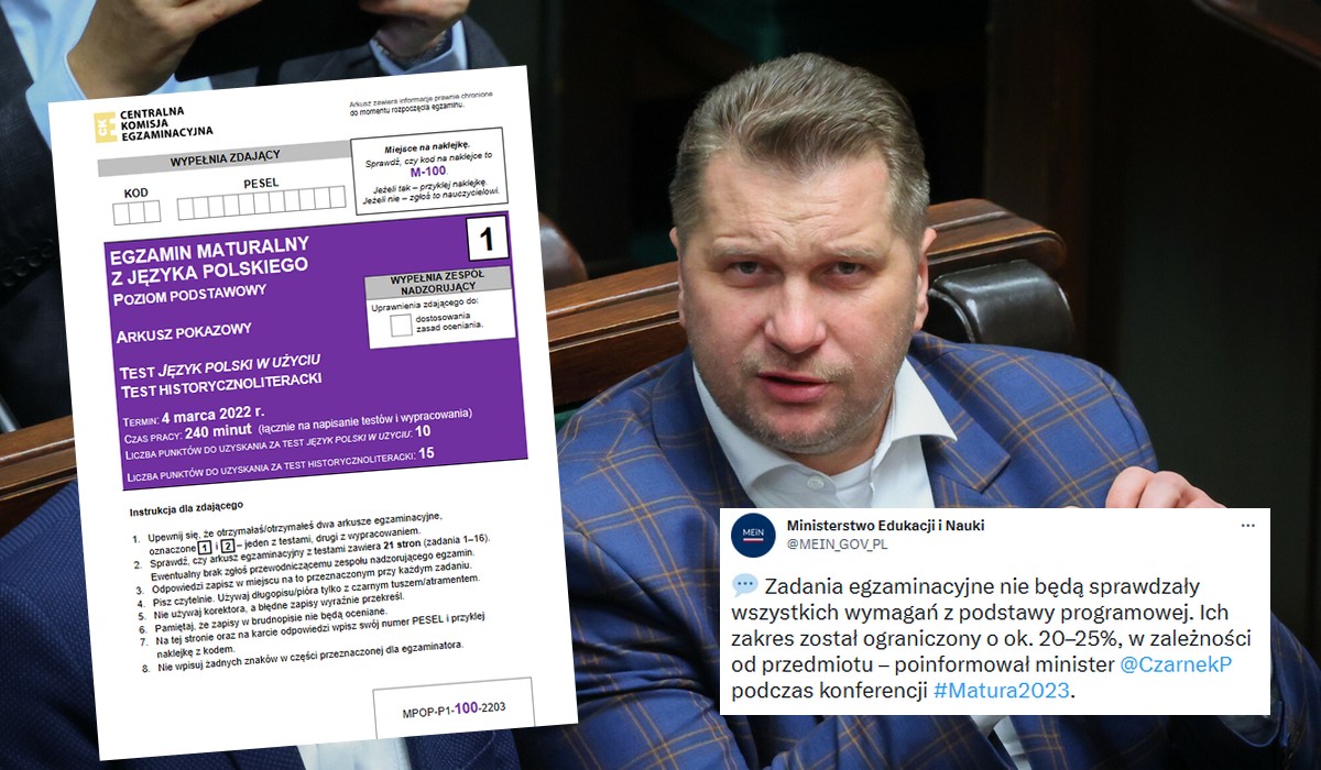 Minister Czarnek szacuje, że matura w tym roku będzie łatwiejsza o "20-25%", ulga z powodu pandemii