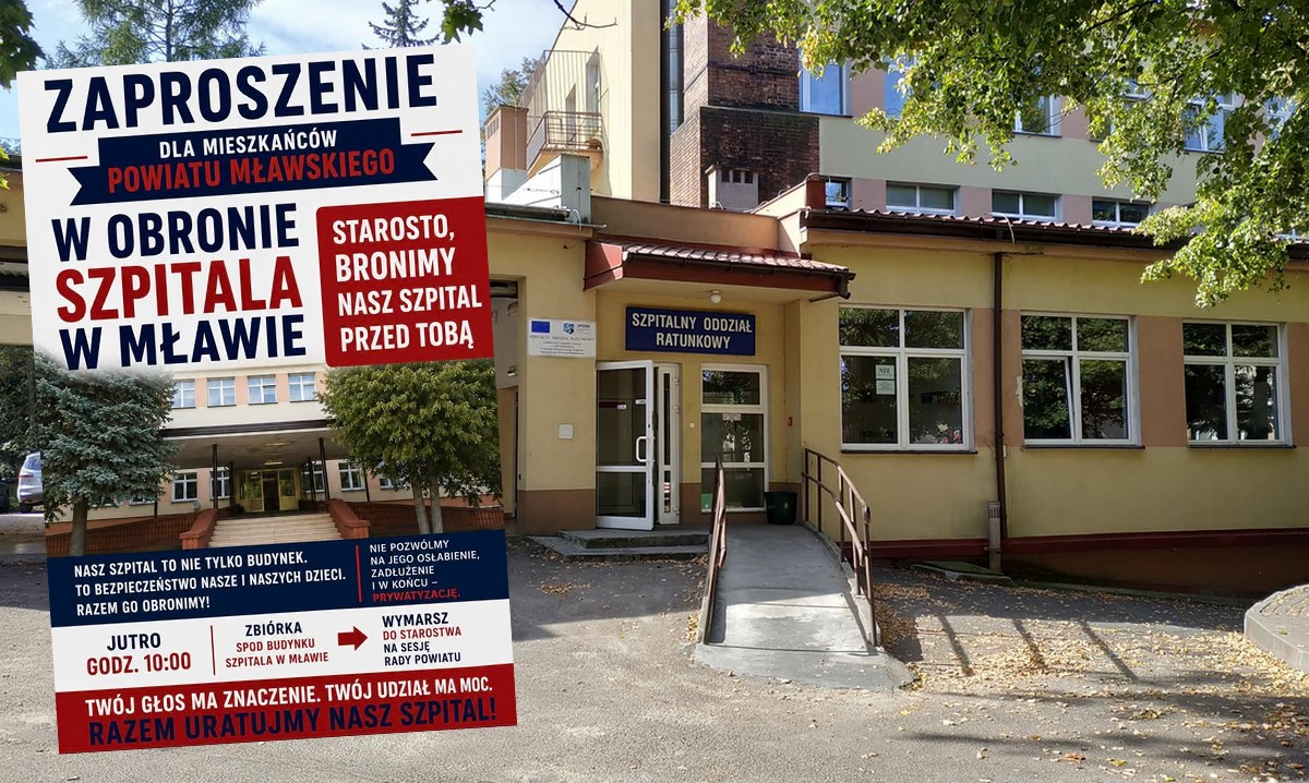 Mława: szpital pada z biedy i niedofinansowania, starosta nie komentuje, bo jest na urlopie
