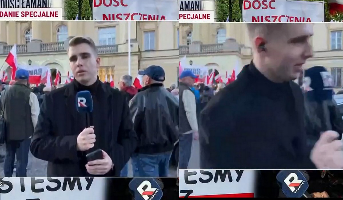 Reporterowi TV Republiki chyba nie spodobał się przekaz stacji i uznał, że ma już dość