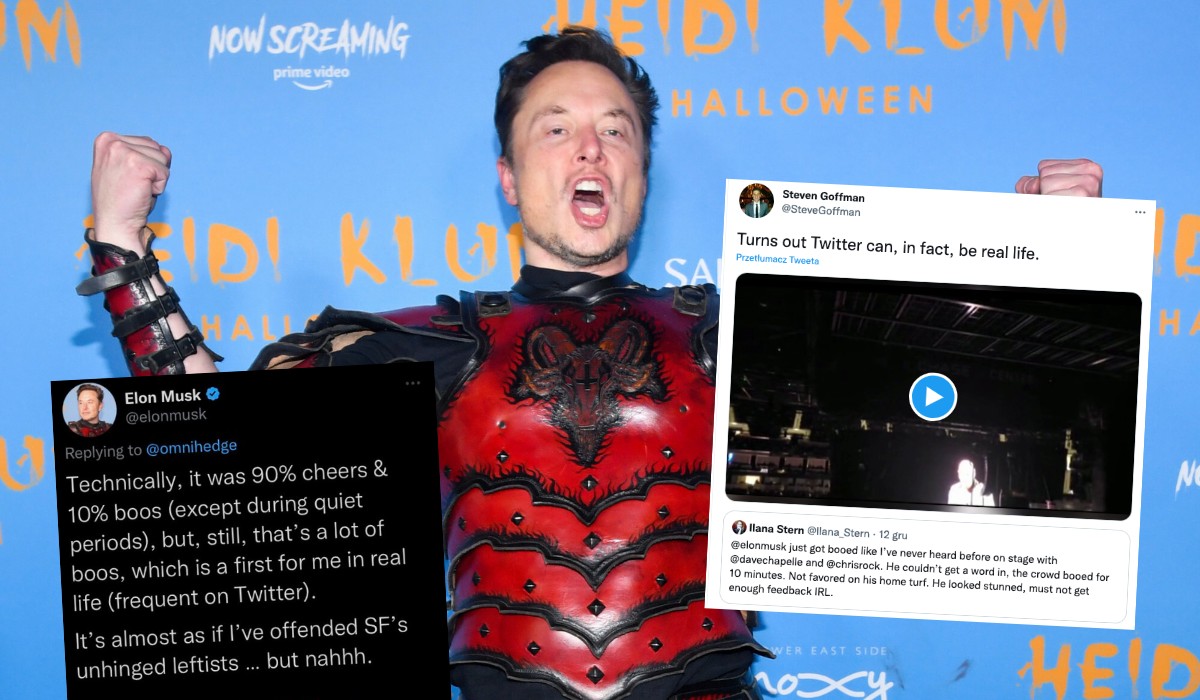 Musk wyszedł na scenę podczas występu komika, został wybuczany, ale tłumaczy, że 90% publiczności się cieszyło