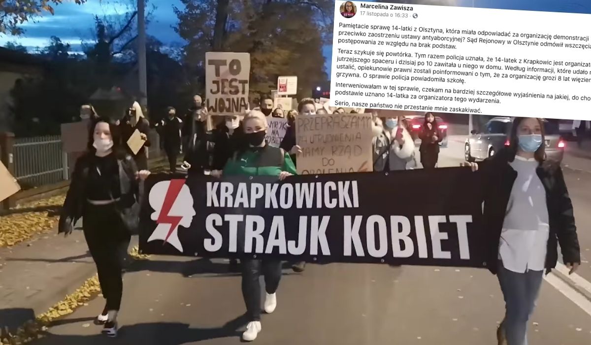 Policja ścignęła nastolatka, bo bestialsko udostępnił post o Strajku Kobiet