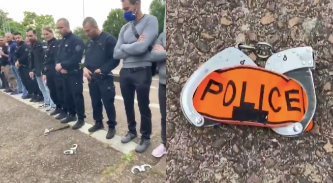 Francja: protest policjantów, rzucają kajdankami i skarżą się, że trudniej jest im aresztować ludzi