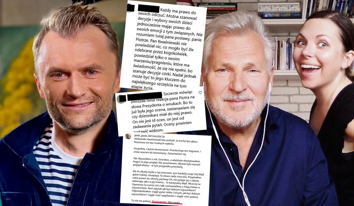 Piotr Jacoń przeprasza i tłumaczy się po tym, jak przyczepił się do Kwaśniewskiego za chęć posiadania wnuków