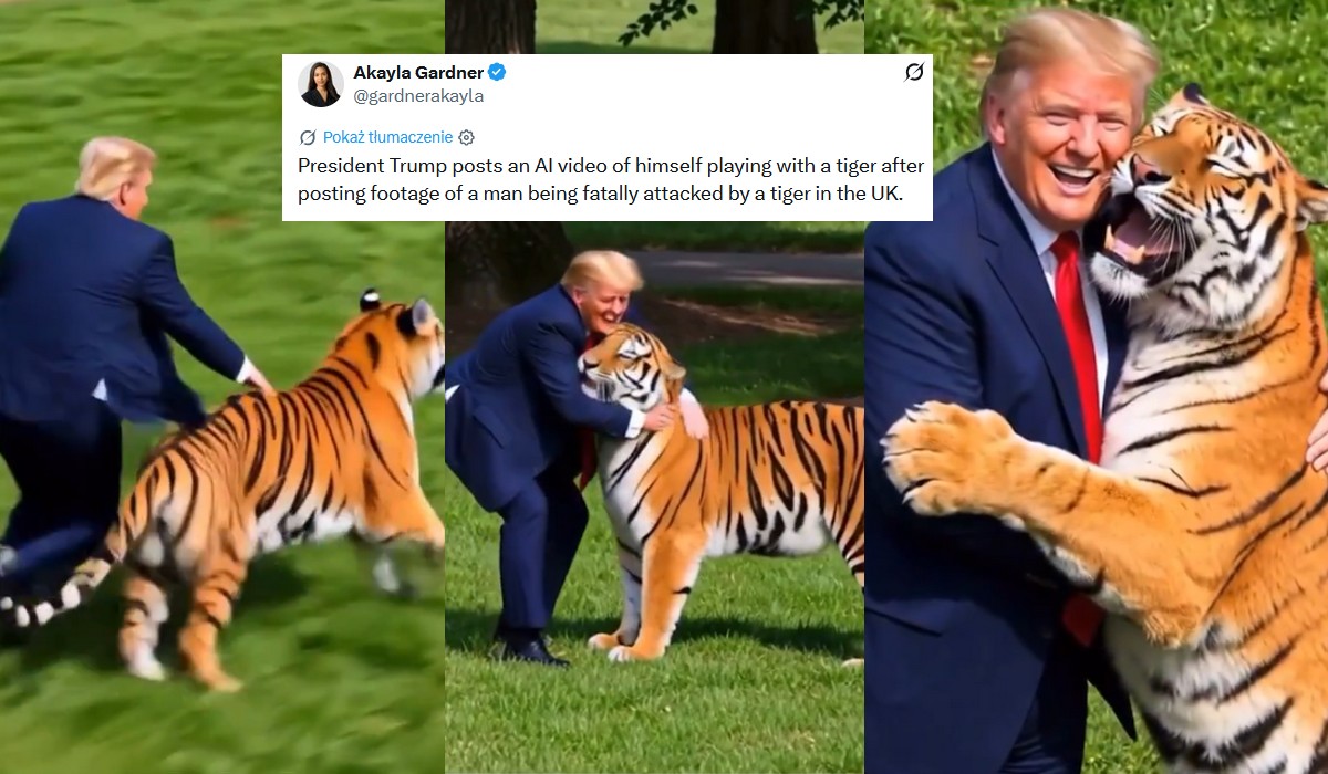 Trump udostępnił nagranie z mężczyzną za*ijanym przez tygrysa jako ostrzeżenie przed "igraniem z naturą"