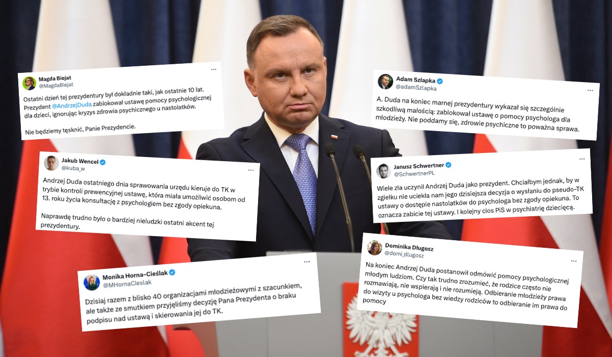 Andrzej Duda krytykowany za zablokowanie pomocy psychologicznej dla dzieci
