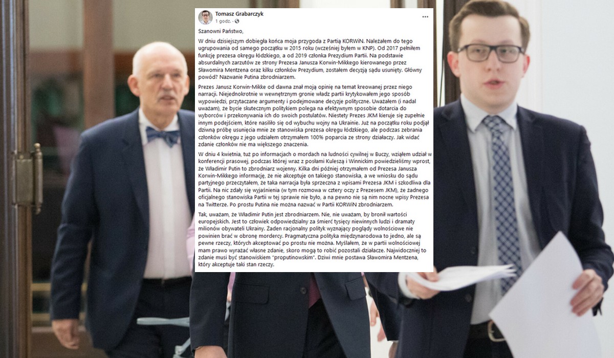 Członek partii KORWiN został z niej wyrzucony, bo nazwał Putina zbrodniarzem