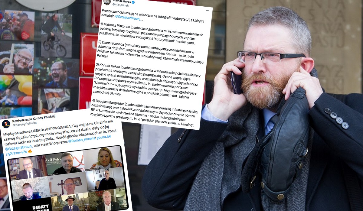 Poseł Braun luźniutko promuje osoby siejące rosyjską dezinformację pod pozorem "debaty antywojennej"