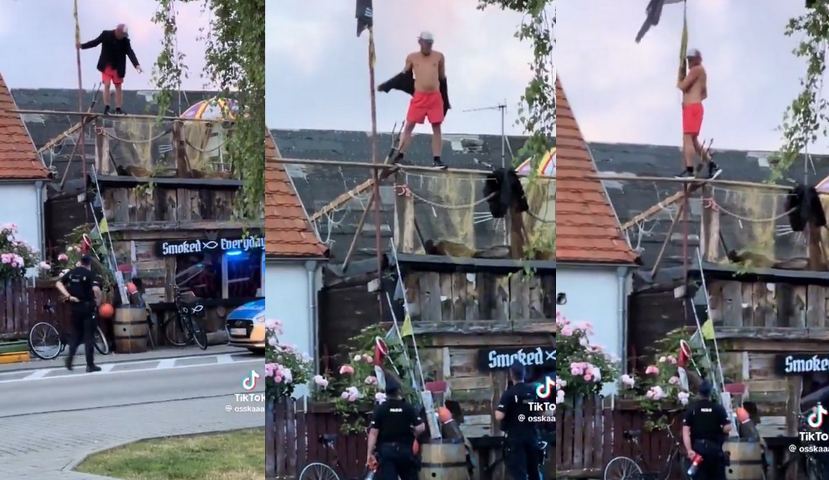 Hel: pijany facet wszedł na dach i krzyczał "ja sem netoperek", są podejrzenia, że to influencer