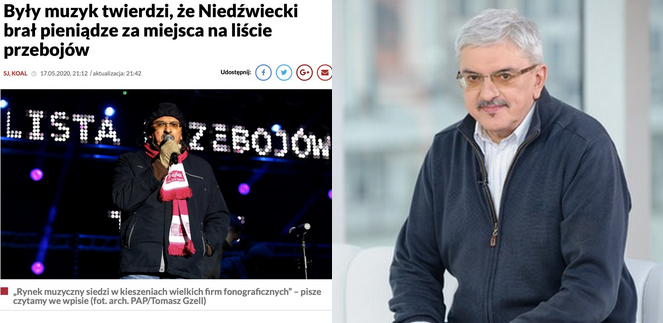 TVP Info usunęło tekst, w którym nieznany muzyk zarzucił Niedźwieckiemu branie łapówek za miejsce na liście Trójki