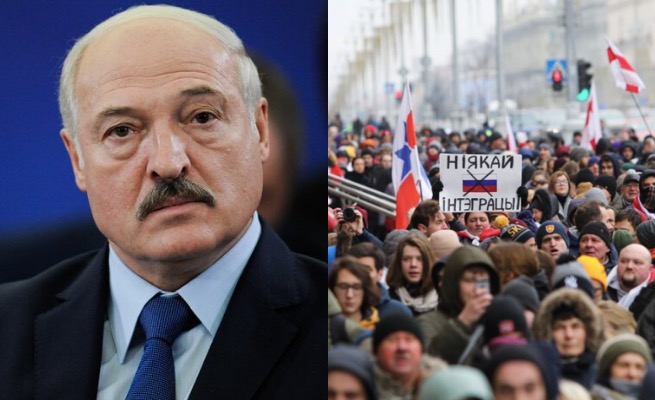 Białoruś: protesty przeciwko połączeniu z Rosją, Łukaszenka rozmawia z Putinem