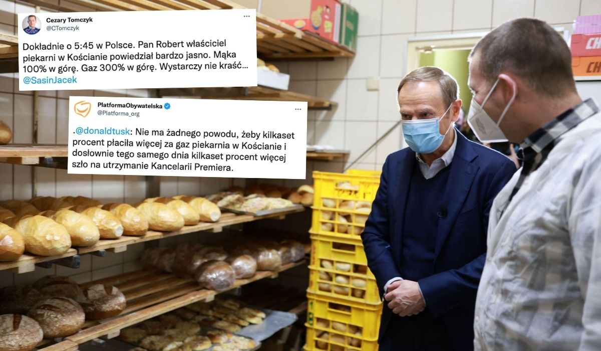 Donald Tusk odwiedza zdesperowanych piekarzy i woła do rządu, żeby wziął się do roboty