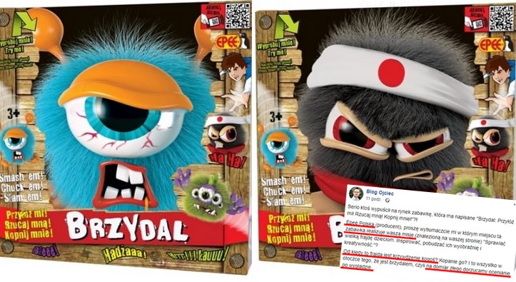 Firma wypuściła na rynek zabawkę, która zachęca, by "przyłożyć jej i kopnąć ją"